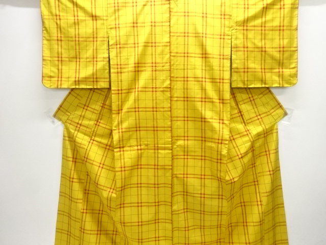 格子織出し米沢紬着物